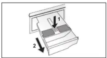 Diagram showing a device with labeled parts and directional arrows indicating movement or force