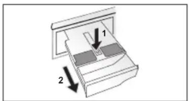 Diagram showing a device with labeled parts and directional arrows indicating movement or force