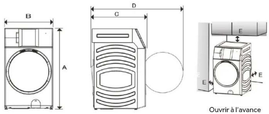HAIER HWD180-BD12LGNU1 - Dimensions du produit - 1