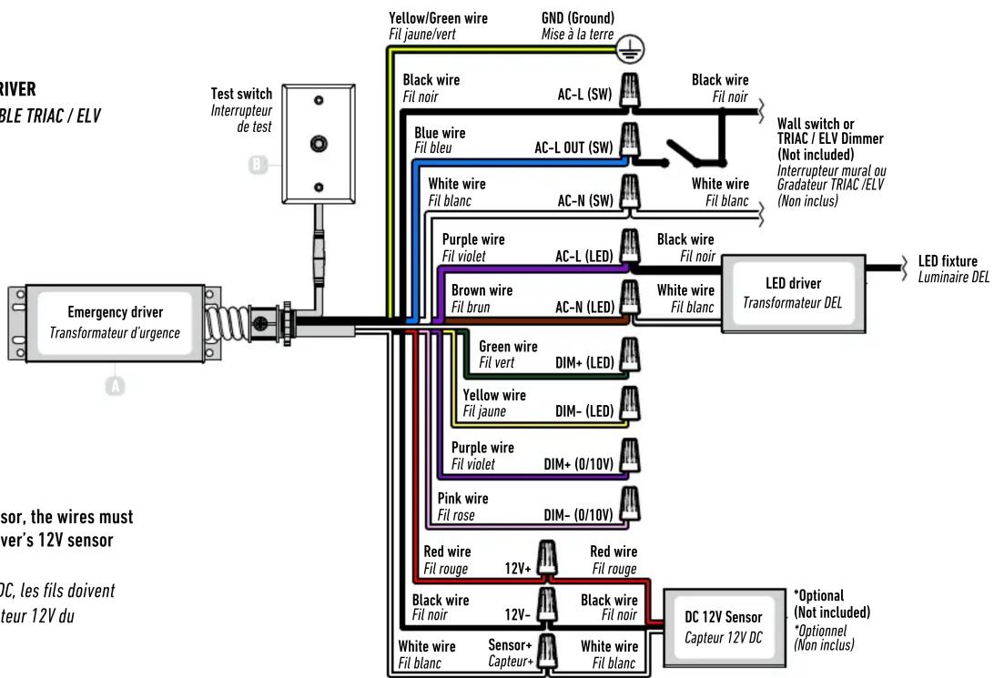 Dals Driver REC-EMD15 - Schémas de branchement pour transformateur LED avec puissance d'entrée supérieure à la puissance de SORTIE du transformateur d'urgence - 4