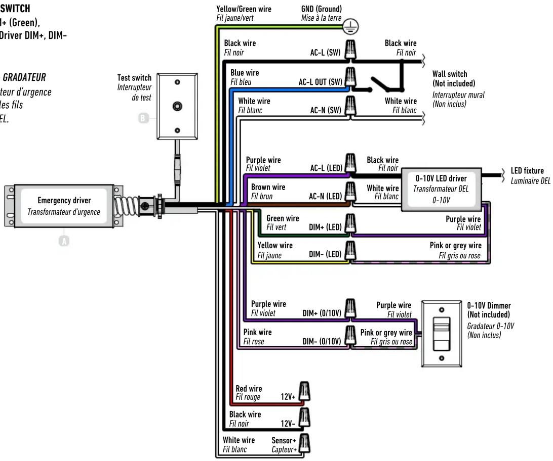 Dals Driver REC-EMD15 - Schémas de branchement pour transformateur LED avec puissance d'entrée supérieure à la puissance de SORTIE du transformateur d'urgence - 2