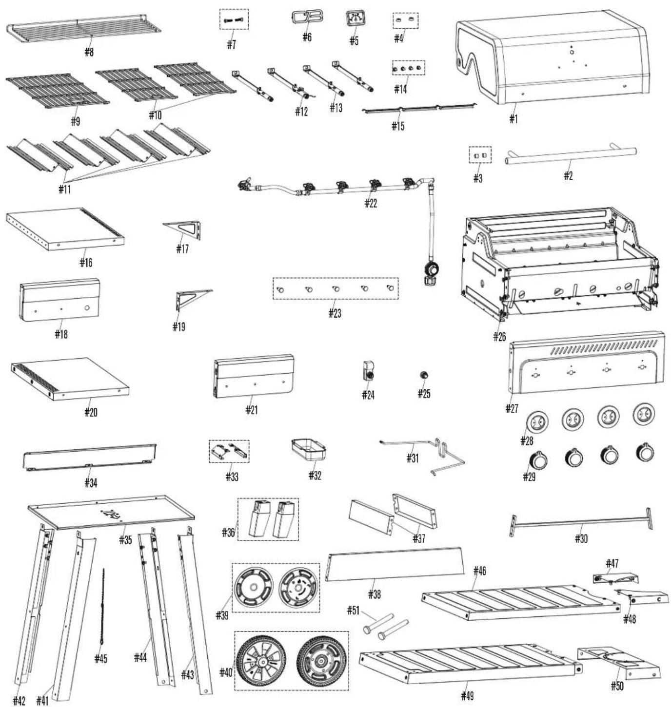 Char-Broil Performance FlavorMax 463348925 - PARTS DIAGRAM / SCHEMA DES PIECES / VISTA ESQUEMATICA DE PIEZAS - 1