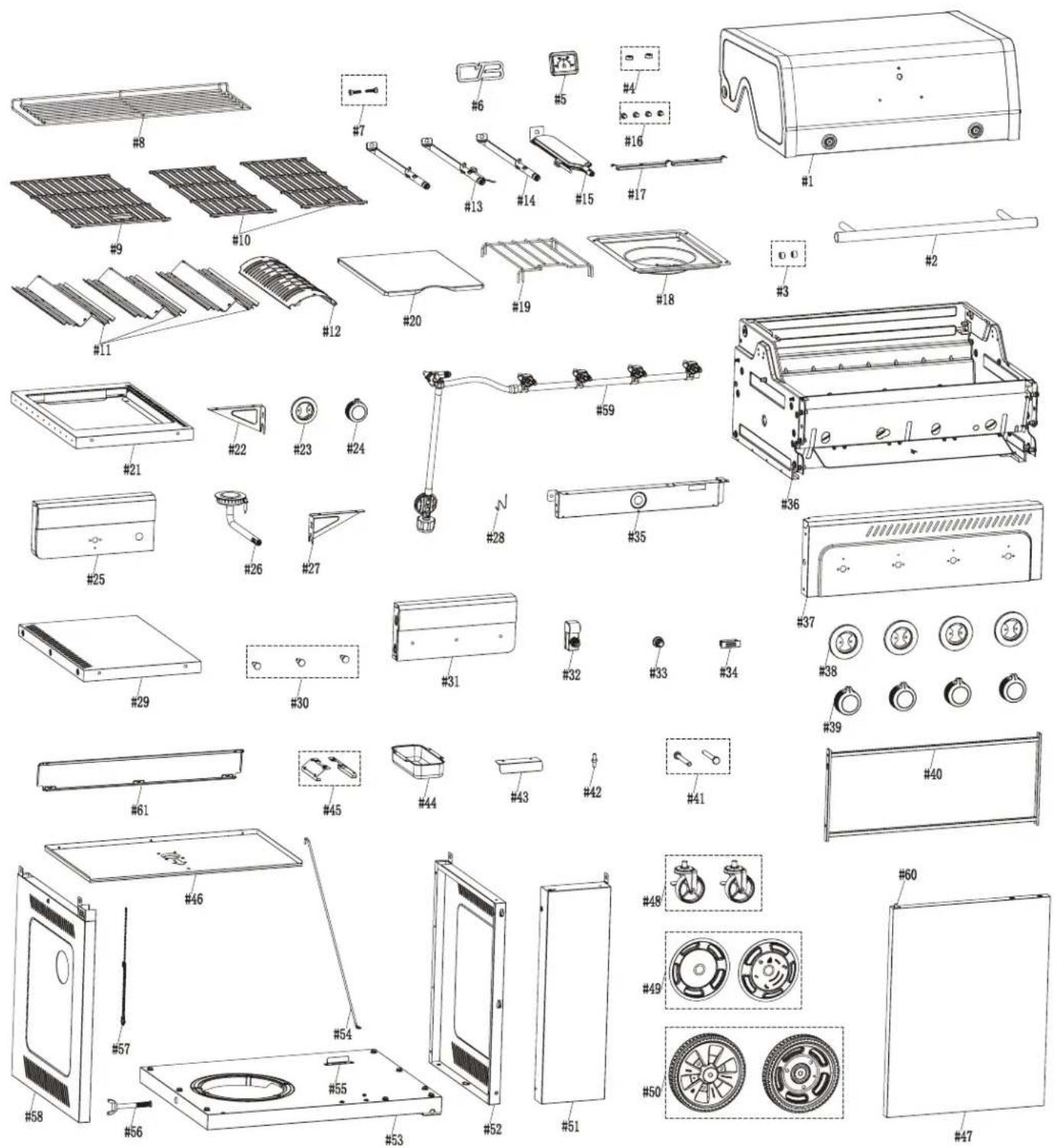 Char-Broil Performance FlavorMax 463219225 - PARTS DIAGRAM / SCHÉMA DES PIÈCES / VISTA ESQUEMÁTICA DE PIEZAS - 1
