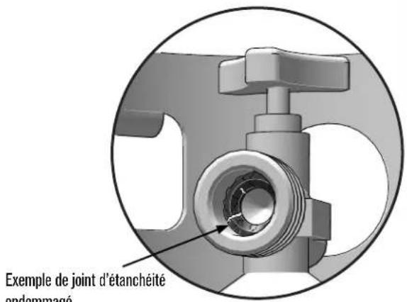 Exemple de joint d'étanchéité endommagé