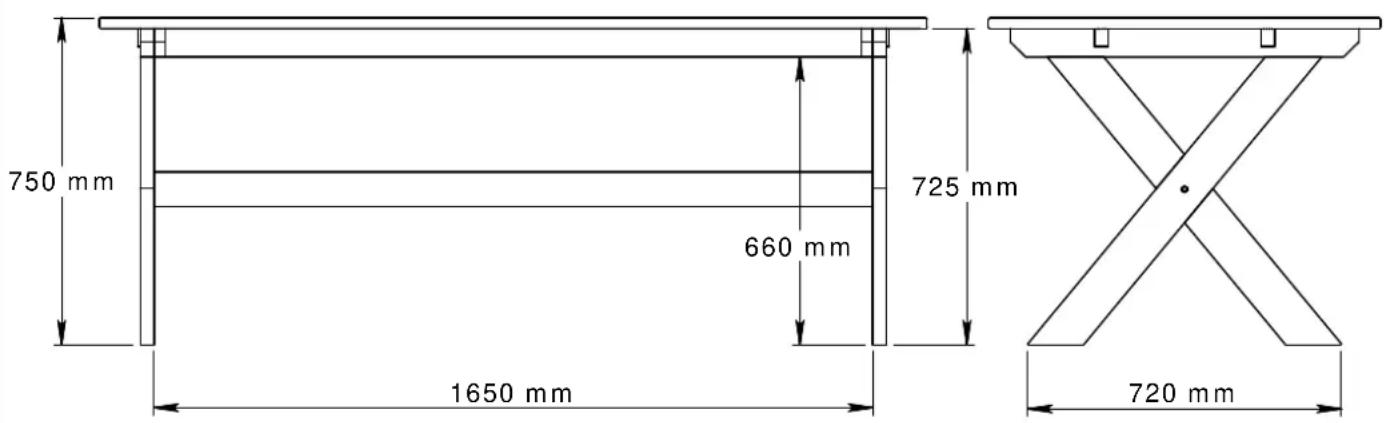 750 mm 660 mm 1650 mm 725 mm 720 mm