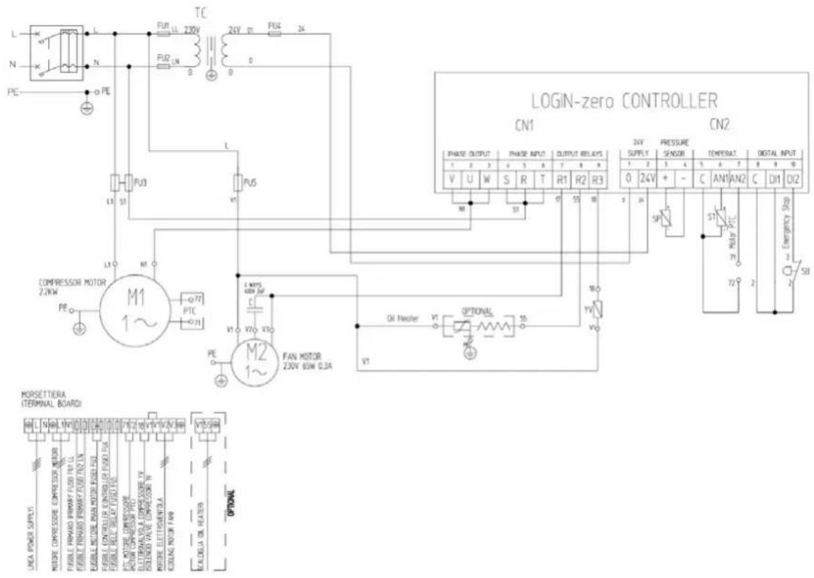 Airpress APS 3 Combi Compact - DIAGRAMA DE LIGAÇÃO ELÉTRICA - Versão monofásica - 1