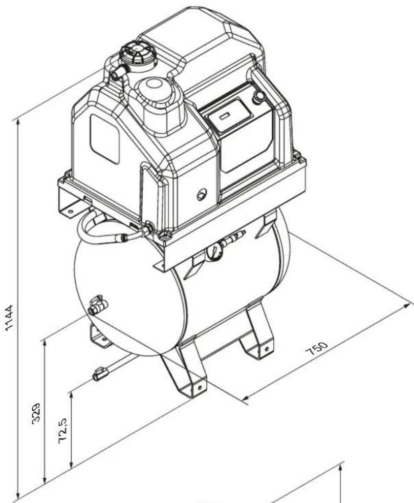 Airpress APS 3 Combi Compact - OVERALL DIMENSIONS (IN MM) - 3