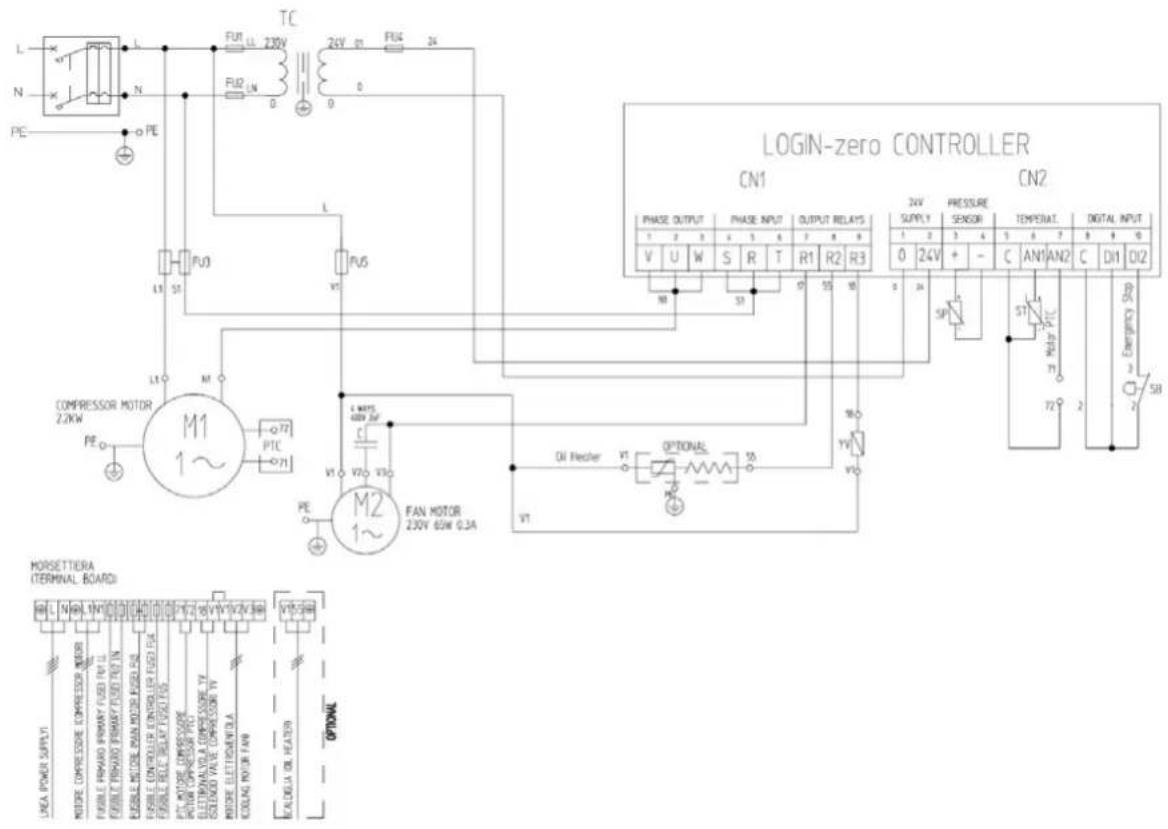 Airpress APS 3 Combi Compact - VERBINDUNGSDIAGRAMM - Einphasige Version - 1