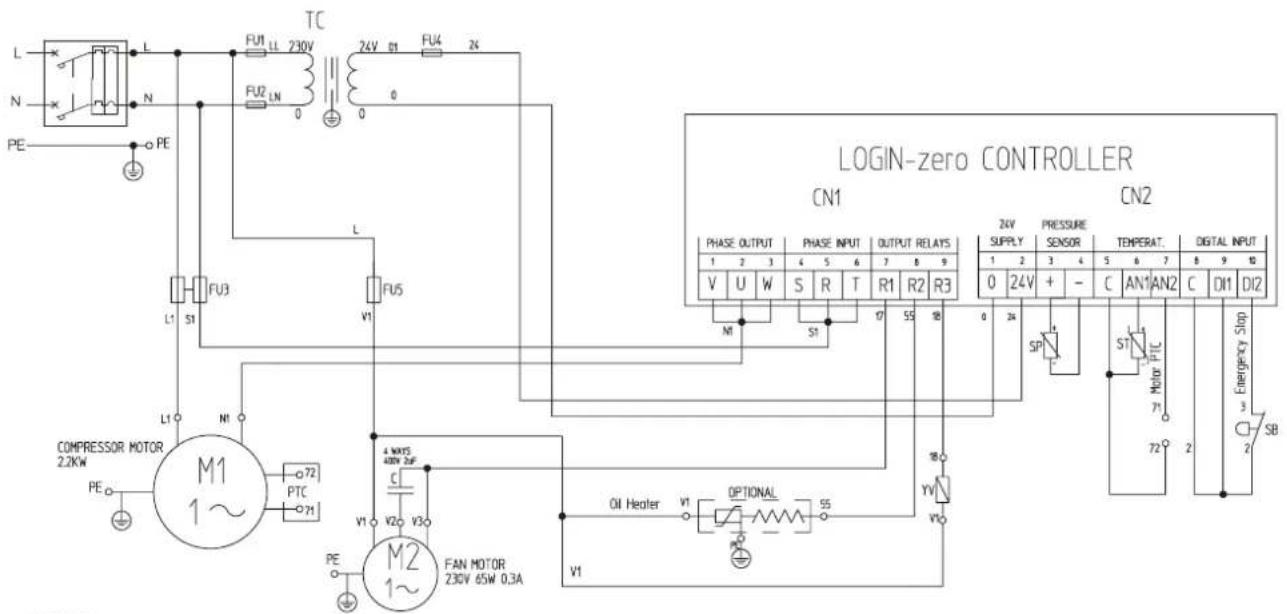 Airpress APS 3 Combi Compact - SCHEMAT POŁĄCZEŃ - wersja jednofazowa - 1