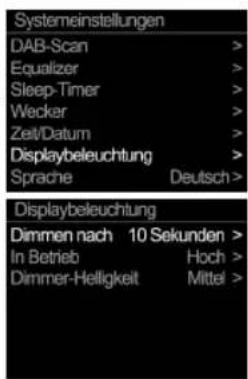 PURE Classic Stereo Mini - Helligkeit des Displays einstellen - 3