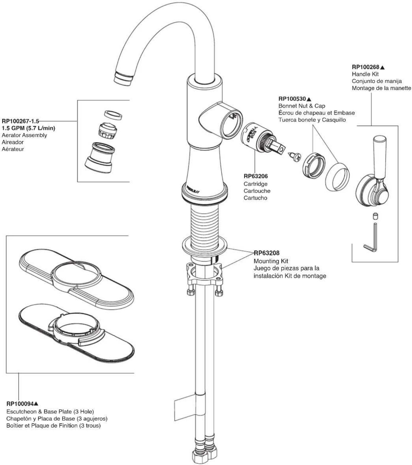 Peerless-AV P1823LF - Rinçage de l'installation et vérification de l'étanchéité. - 2
