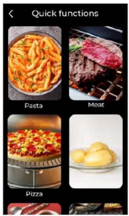 Quick functions Pasta Meat Pizza
