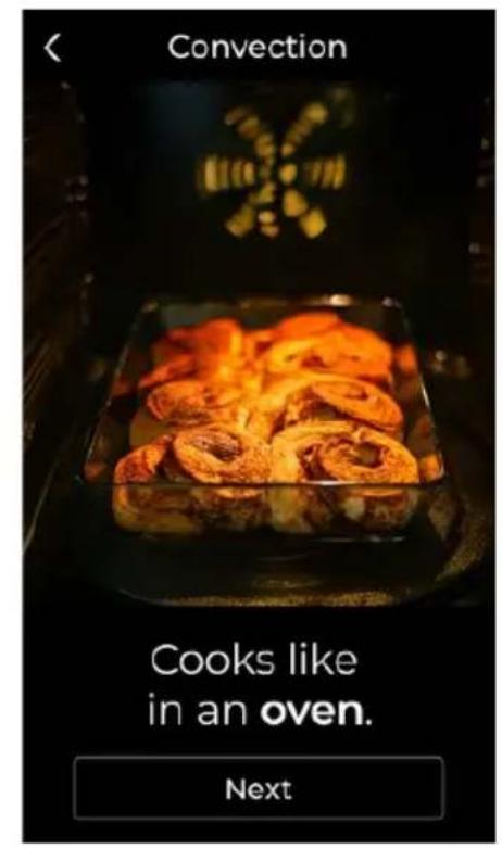 Convection Cooks like in an oven. Next
