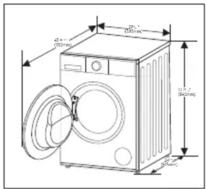 MIDEA MLHW31S2BBW - Dimensions de la machine à laver - 1
