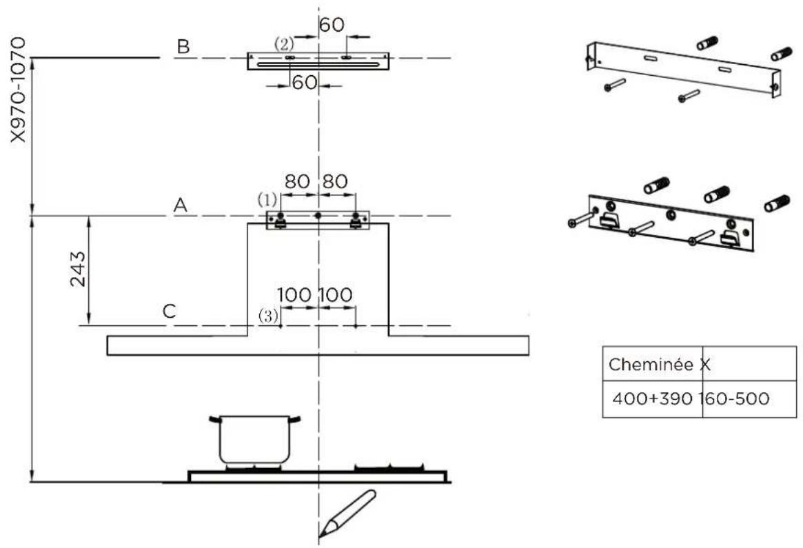 MIDEA MH60M77T6B - Perçage mural et fixation des supports - 1