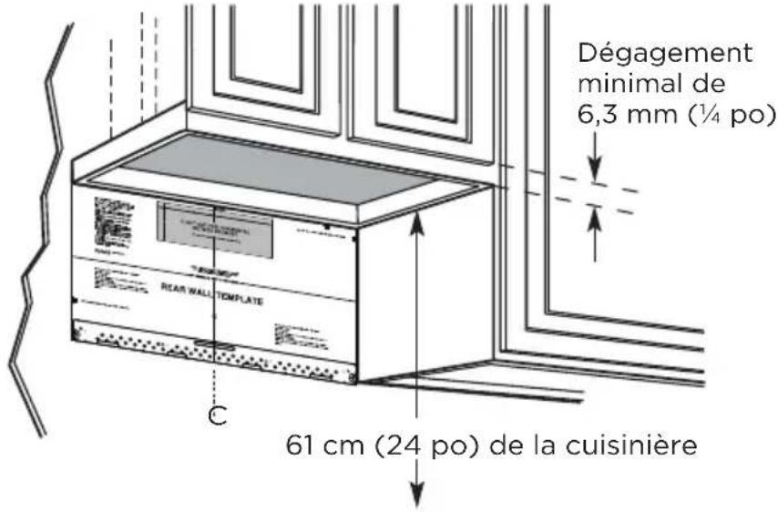 MIDEA MMO12S14ASTC - Position de la plaque sous une armoire à face inférieure encastrée dans un cadre - 1