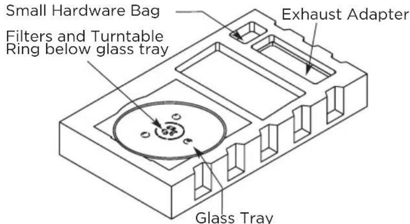 MIDEA MMO12S14ASTC - REMOVIDING THE MICROWAVE OVEN FROM THE CARTON/REMoving THE MOUNTING PLATE - 1