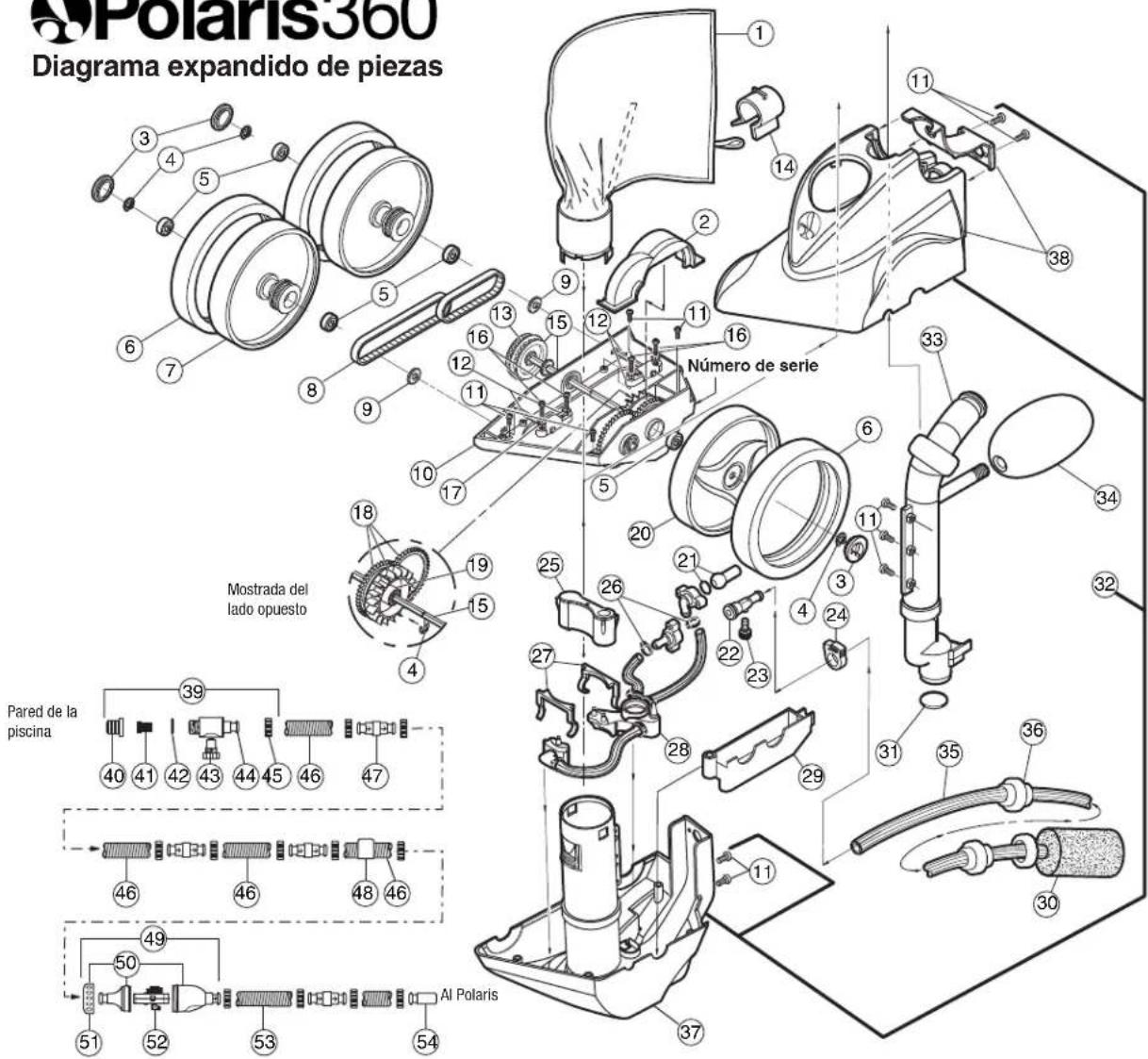 ZODIAC Polaris 360 - Diagrama expandido de piezas - 1