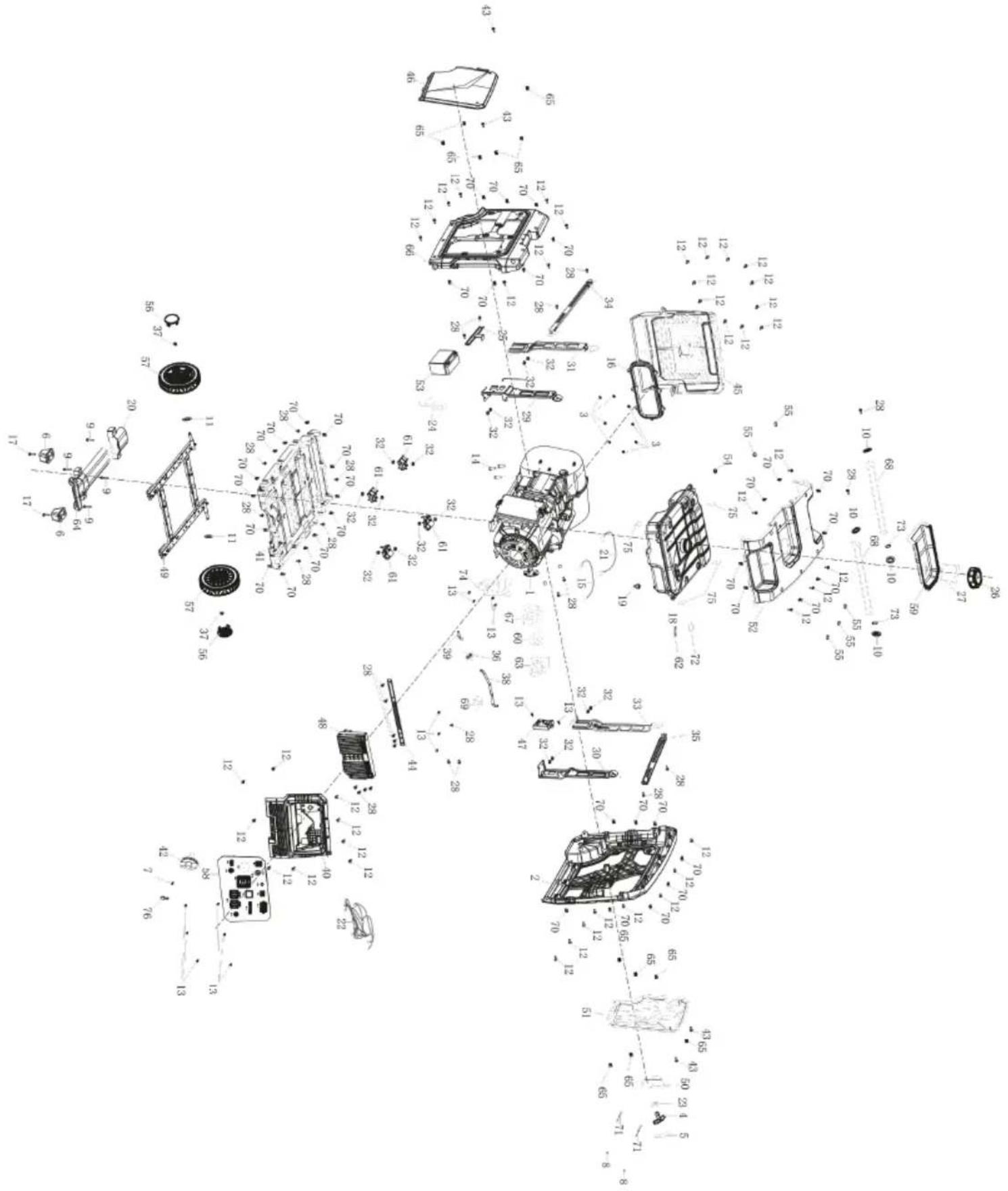Technical diagram of a mechanical assembly with numbered components and exploded views, likely from an engineering or patenting context.