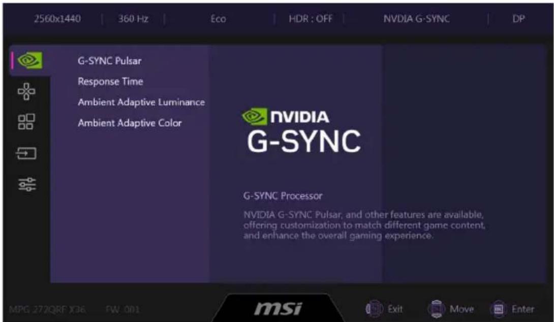 MSI MPG 272QRF X36 - Menus OSD - 1