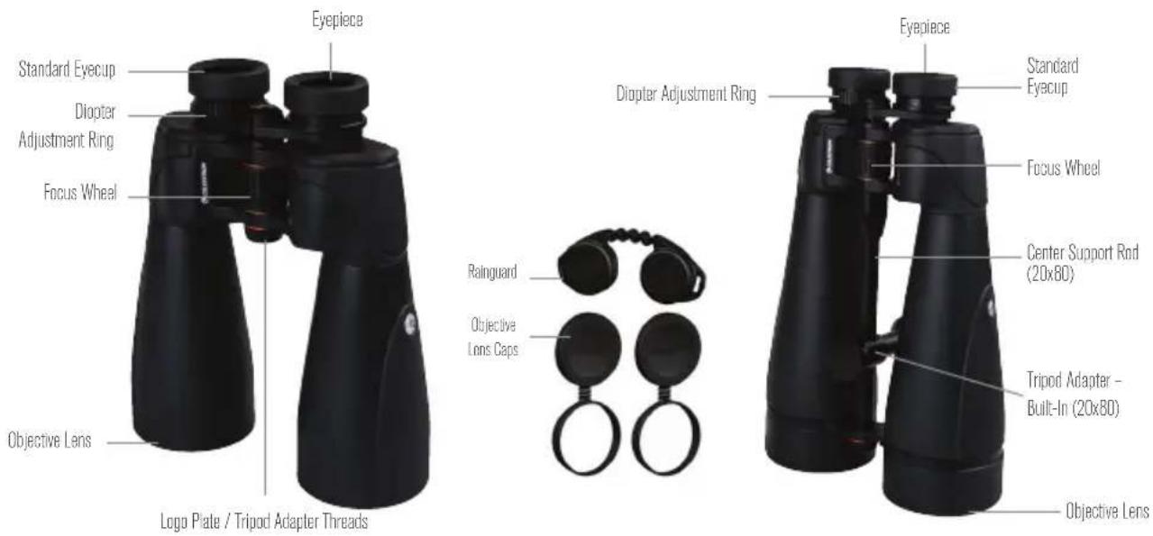 CELESTRON SkyMaster Pro ED 20x80 - PARTS OF THE SKYMASTER PRO ED BINOCULAR - 1