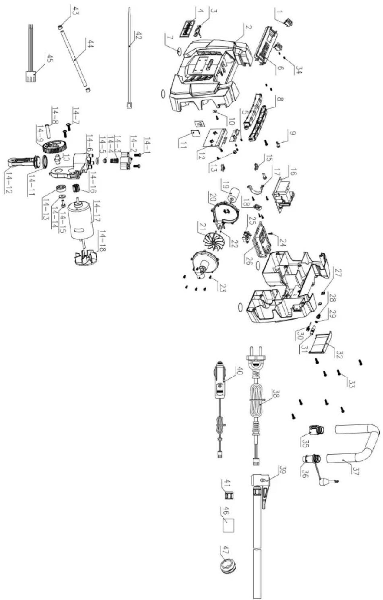 Exploded view diagram of a mechanical assembly with numbered parts for identification