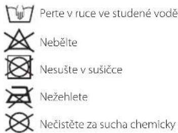 Perte v ruce ve studené vodě Nebělte Nesušte v sušičce Nežehlete Nečistěte za sucha chemicky