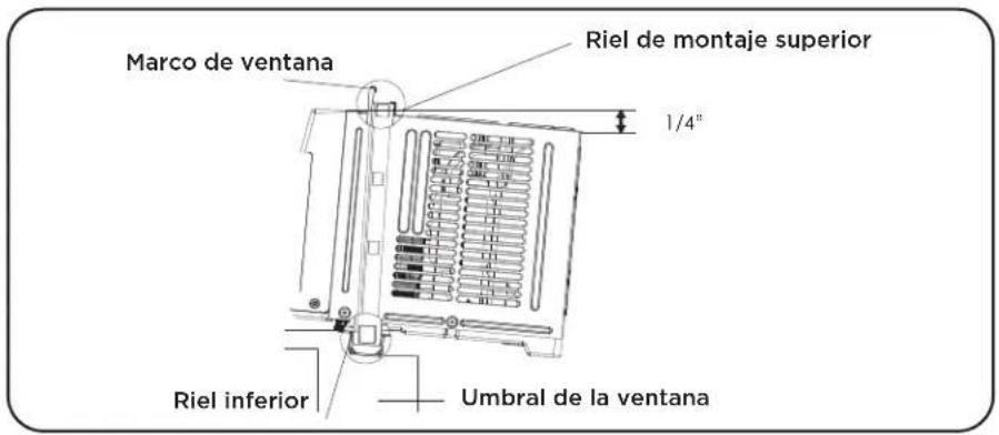 Marco de ventana Riel de montaje superior 1/4" Riel inferior Umbral de la ventana