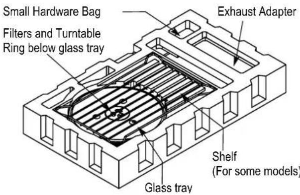 BERTAZZONI Master KOTR24XV - REMOVING THE MICROWAVE OVEN FROM THE CARTON/REMOVING THE MOUNTING PLATE - 1