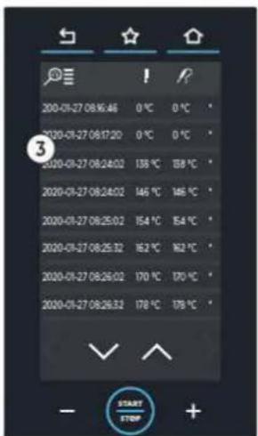 Unox BAKERTOP RETAIL XETC-12EU-YPRMN - ① Sélectionnez « HACCP DATA » (Données HACCP). - 3