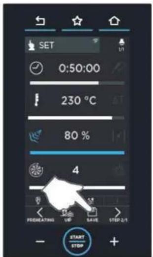 Unox BAKERTOP RETAIL XETC-12EU-YPRMN - SAUVEGARDER LA CUISSON PROGRAMMÉE ET LA LANCER - 1