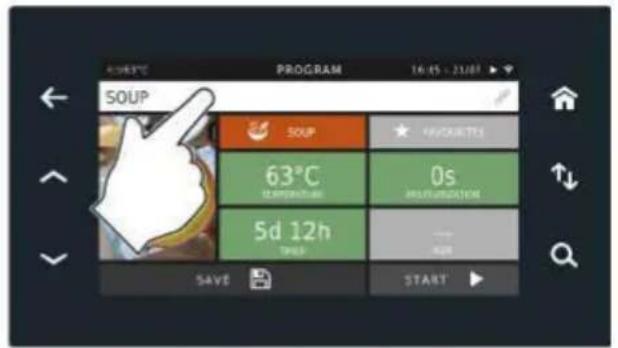 Unox EVEREO XAEC-10HS-EPR - Accomplissement du nouveau programme (nom, préféré et point de commande) - 1