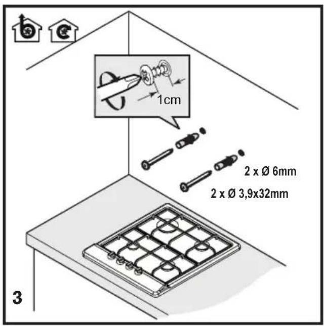1cm 2 x Ø 6mm 2 x Ø 3,9x32mm 3