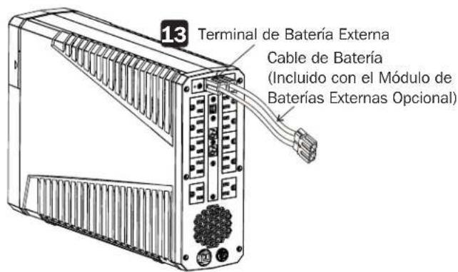 13 Terminal de Batería Externa Cable de Batería (Incluido con el Módulo de Baterías Externas Opcional)