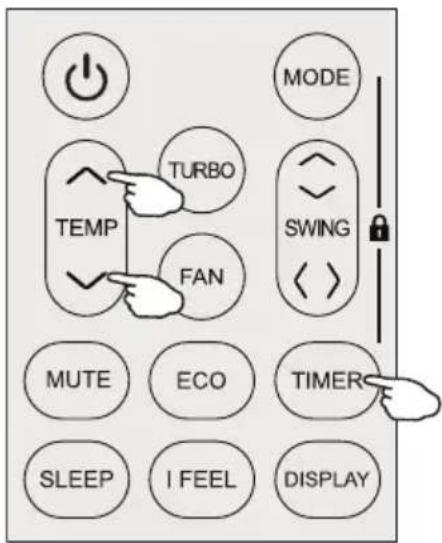 MODE TURBO TEMP FAN SWING MUTE ECO TIMER SLEEP I FEEL DISPLAY