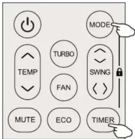 MODE TURBO SWING FAN TEMP MUTE ECO TIMER