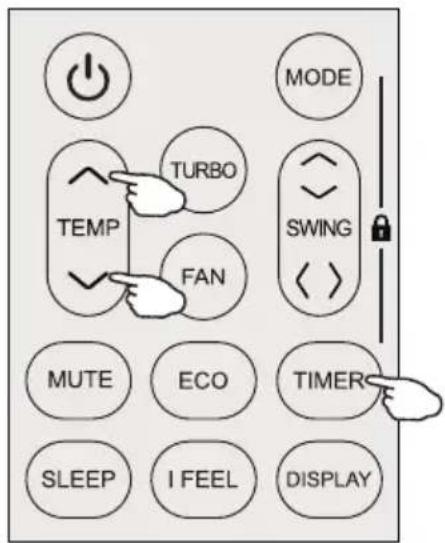 MODE TURBO TEMP FAN SWING MUTE ECO TIMER SLEEP I FEEL DISPLAY