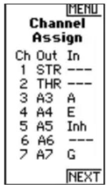 SPEKTRUM DXC+ - Channel assign: - 1