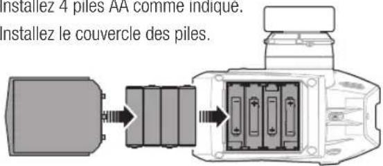 nstallez 4 piles AA comme indique. nstallez le couvercle des piles.
