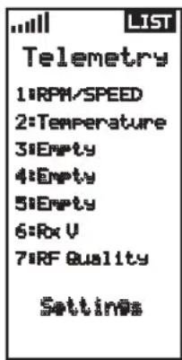 SPEKTRUM DXC+ - To edit telemetry sensors: - 1