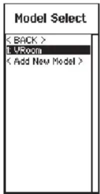 Model Select < BACK > U Room < Add New Model >