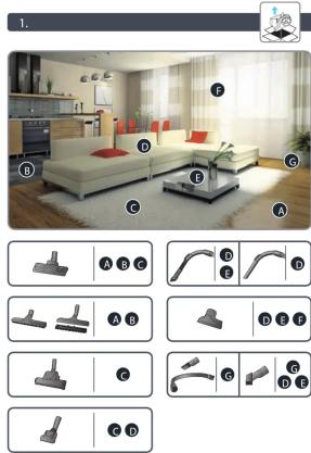 Screenshot of a home design interface showing furniture and lighting options with labeled sections A through G.