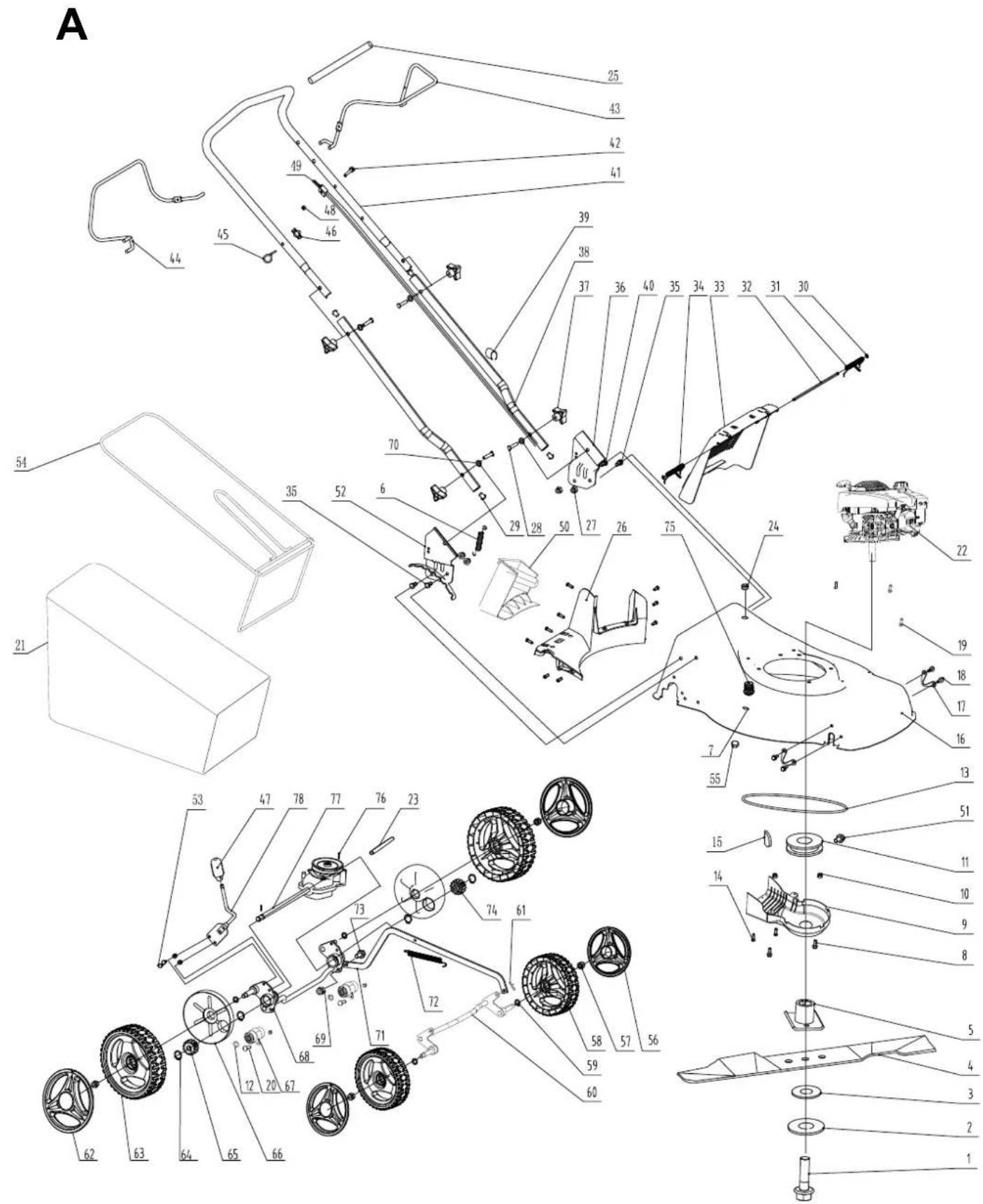 A 25 43 42 41 49 48 46 39 38 37 36 40 35 34 33 32 31 30 44 54 35 52 6 29 28 50 27 26 75 24 22 21 53 47 78 77 76 23 74 61 15 11 10 9 8 69 68 71 72 58 57 56 59 60 62 63 64 65 66