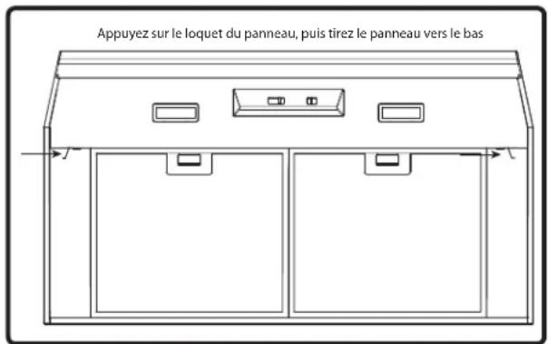 Appuyez sur le loquet du panneau, puis tirez le panneau vers le bas