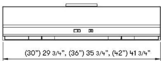 (30") 29 3/4", (36") 35 3/4", (42") 41 3/4"