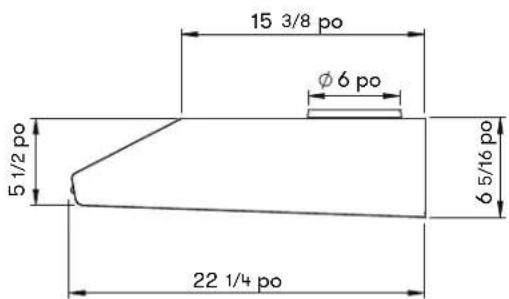 15 3/8 po Ø 6 po 5 1/2 po 6 5/16 po 22 1/4 po