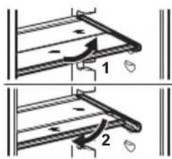 Technical diagram showing two mechanical assembly steps with labeled components 1 and 2
