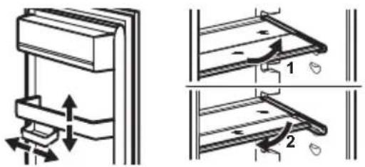 Technical diagram showing mechanical assembly with labeled parts and directional arrows indicating motion or force