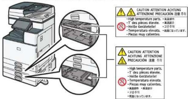 RICOH IM 3500A - Posiciones de las etiquetas de ADVERTENCIA y PRECAUCIÓN - 2