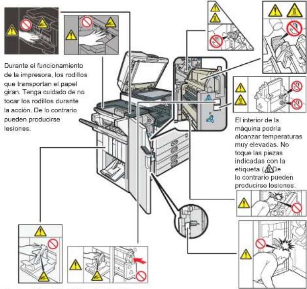 RICOH IM 3500A - Posiciones de las etiquetas de ADVERTENCIA y PRECAUCIÓN - 3